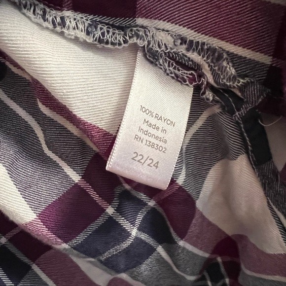 Avenue 22/24 Purple and Blue Plaid Button Up - Picture 3 of 4